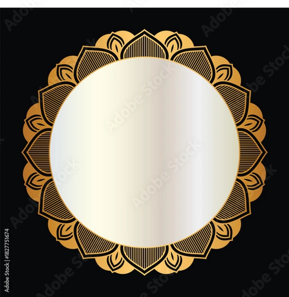 Obraz Golden circle mandala frame border