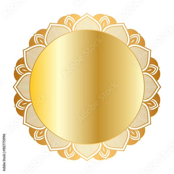 Obraz Golden circle mandala frame border