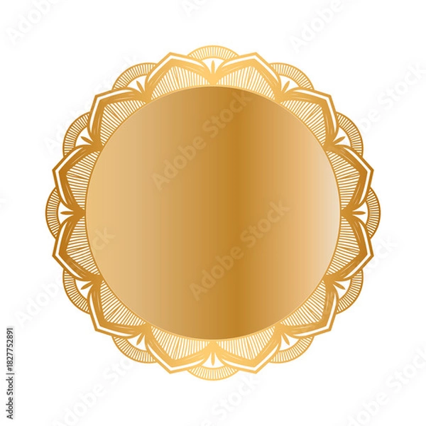 Obraz Golden circle mandala frame border