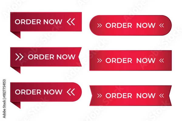 Obraz Red horizontal order now ribbon banner set.
