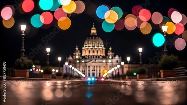 Obraz Bokeh Light on black background effect