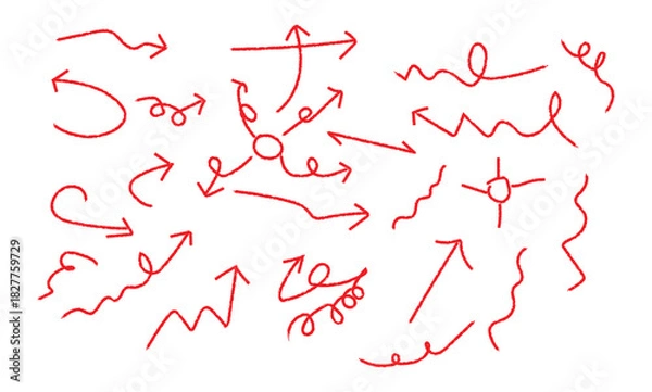 Fototapeta set of hand drawn sketch of arrows