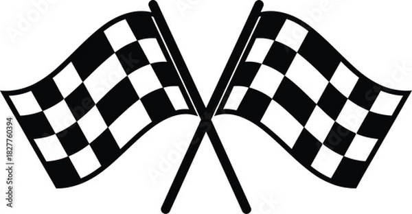 Fototapeta Two crossed checkered flags racing finish line symbol