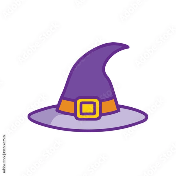 Fototapeta Witch Hat with Buckle Vector Color Icon Illustration