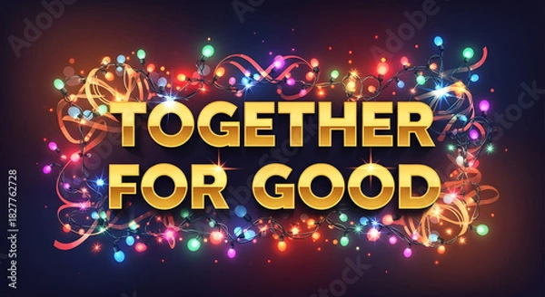 Obraz Together for Good background with glittering lights creating festive atmosphere. Together for Good, sparkling illumination symbolizes unity and positive change.