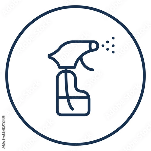 Obraz Cleaning spray bottle linear icon for hygiene. Outline linear style icon of a spray bottle used for cleaning, sanitation, hygiene, and household maintenance themes.