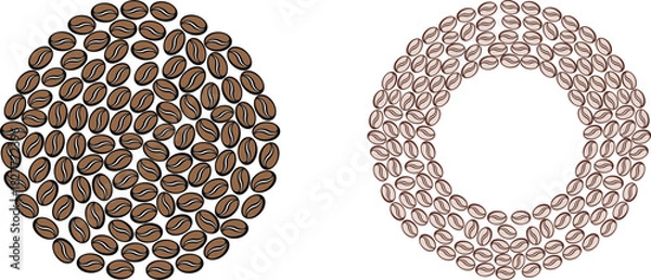Fototapeta Coffee bean circle and ring shapes vector illustration on a clean vector design