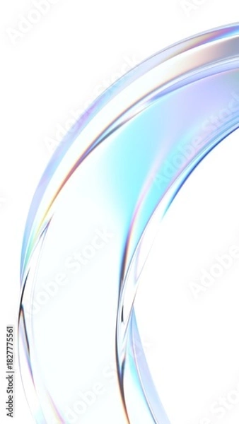 Obraz Abstract minimalist design, iridescent glass shape, vertical orientation, 3d render