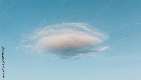 Fototapeta A single cloud floating in a clear blue sky, symbolizing calmness and tranquility in nature.