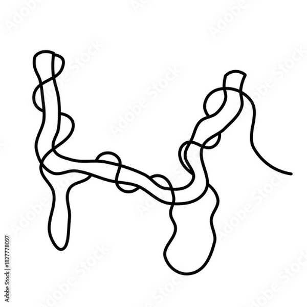 Fototapeta Abstract tree roots line art illustration. Minimalist organic root shape, continuous line drawing for tattoo, nature, modern wall decor design.