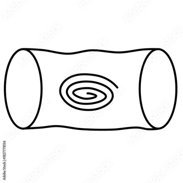 Fototapeta Wood log line art illustration. Minimal tree trunk outline with spiral texture, rustic forest element for tattoo, nature and print design.