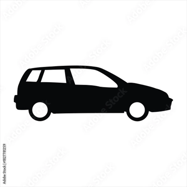 Fototapeta Silhouette of a station wagon car, a versatile vehicle for everyday use and travel