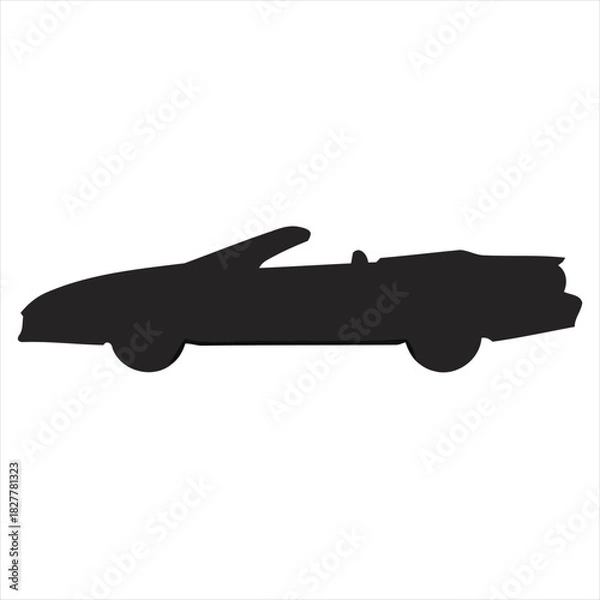 Fototapeta Classic convertible car silhouette. A sleek vector graphic representing freedom, adventure, and the joy of open-road travel for automotive and lifestyle designs