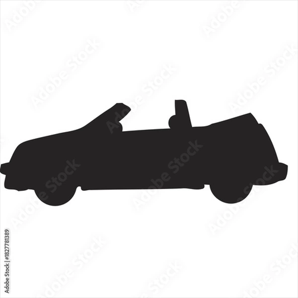Fototapeta Silhouette of a convertible car, perfect for transportation, travel, and lifestyle concepts, in vector format