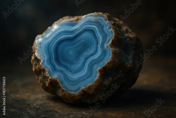 Obraz Close-up of a stunning blue agate stone with intricate patterns and textures