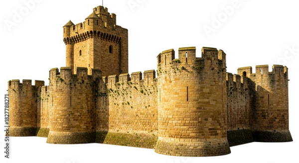 Obraz Isolated medieval castle keep featuring defensive fortification for protection, security