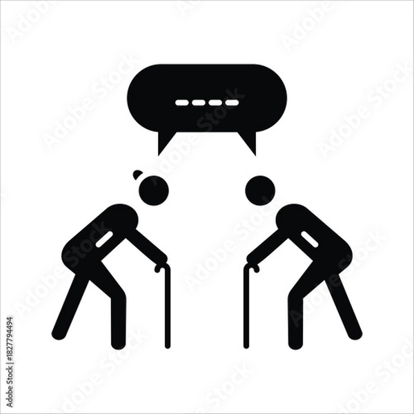 Fototapeta Vector illustration showing the concept of communication and discussion between elderly individuals, symbolizing social interaction and wisdom exchange in later life stages