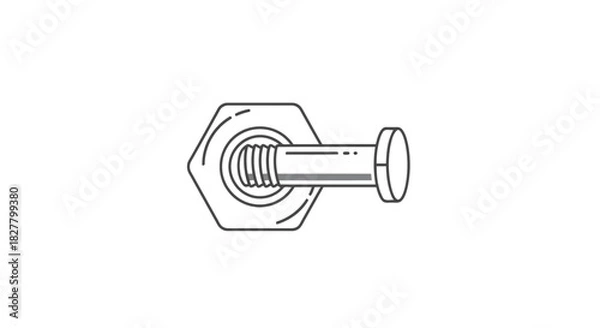 Fototapeta Hexagonal bolt with threaded shaft and hexagonal head