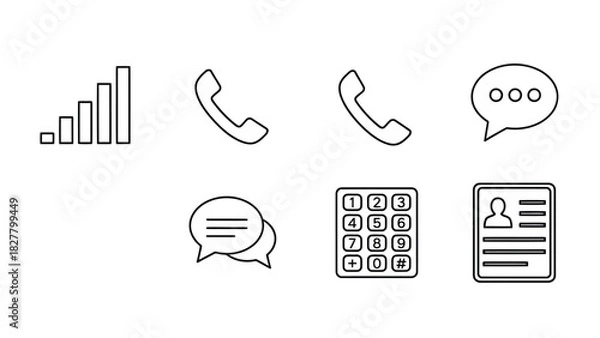 Fototapeta Set of six icons representing communication, data, and information management