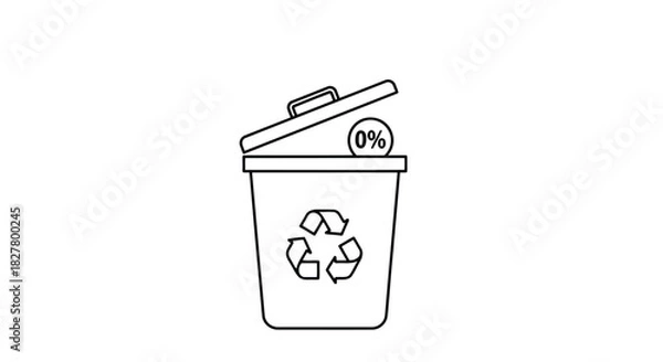 Fototapeta Recycling bin with a lid and a percentage symbol on a