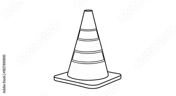 Fototapeta Minimal outline traffic cone icon for road safety, construction zone, caution and warning signage design.