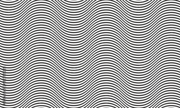 Fototapeta Abstract horizontal wavy lines texture. Striped black and white background. Vector art.