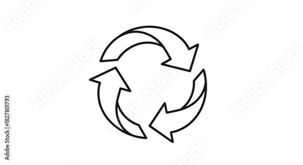 Fototapeta Adobe IllustrRecycling Cycle Arrow Icon – Circular Process Symbol in Minimal Line Styleator Artwork