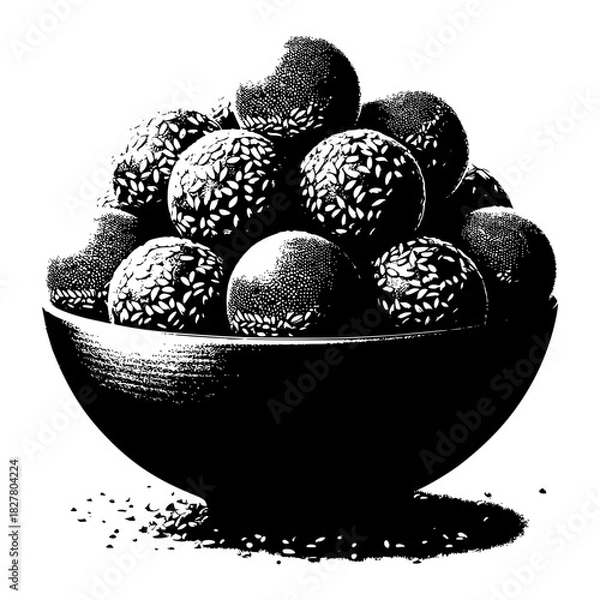 Fototapeta Ladoos made of jaggery and sesame seeds for Makarsankranti vector image illustration