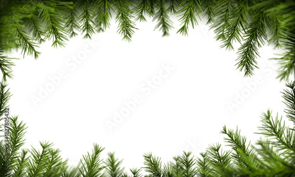 Obraz Christmas Pine Frame Border – Holiday Evergreen with Transparent Background