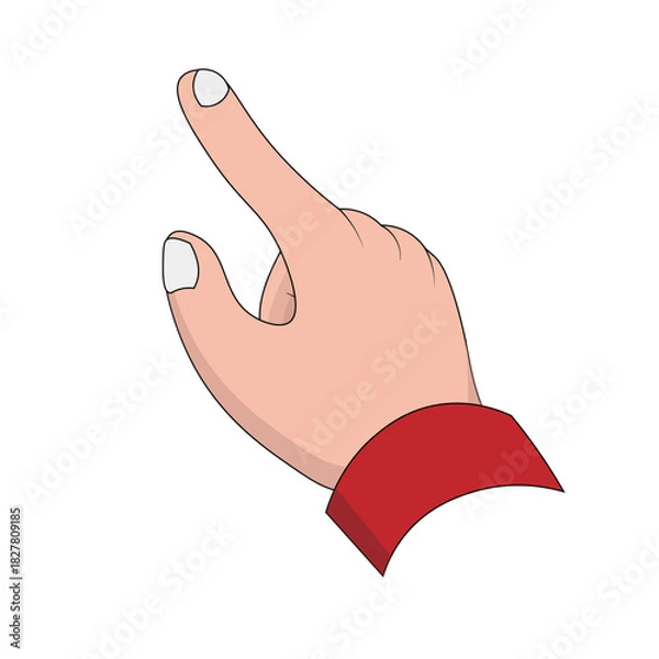 Obraz Flat vector illustration of a hand pointing with the index finger, perfect for UI icons, instructions, guides, or educational graphics.