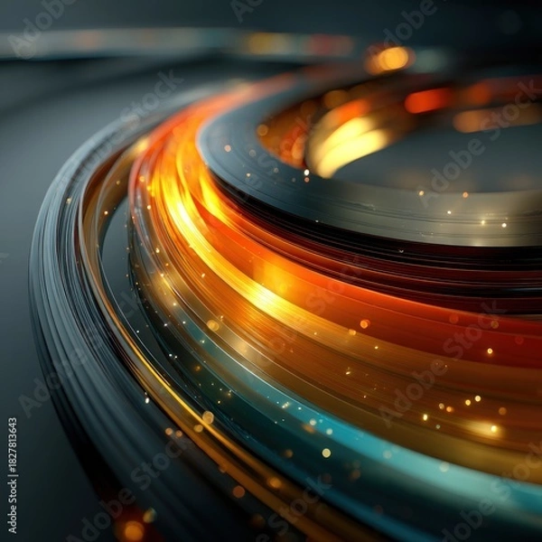 Obraz Abstract Glowing Light Trails in a Dark Environment.