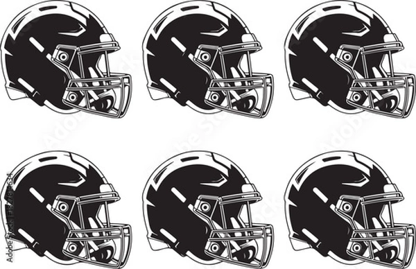 Fototapeta American Football Player Silhouettes in Action Poses