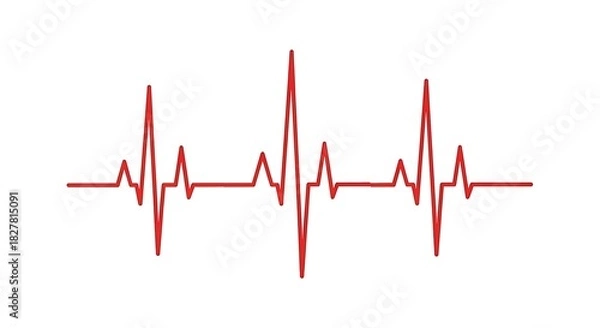 Fototapeta A single red electrocardiogram line displays a healthy human heartbeat.