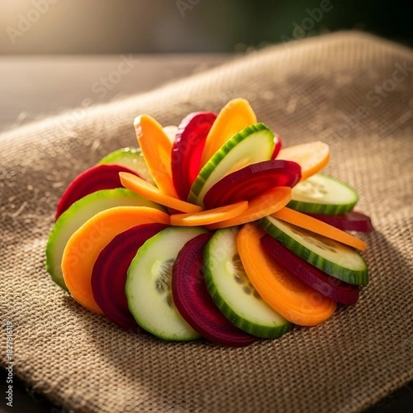 Fototapeta Sliced cucumber carrot and beetroot  isolated on transparent background