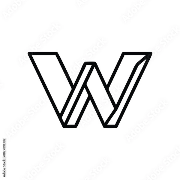 Obraz Abstract Gradient Geometric W Letter Logo Design