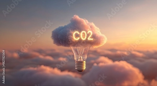 Obraz Lightbulb cloud CO2 sunset