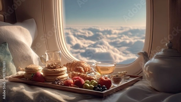 Obraz Luxurious airplane breakfast