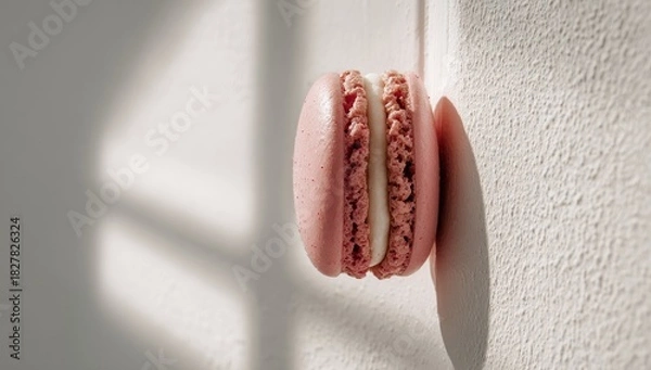 Obraz Pink macaron against a light wall