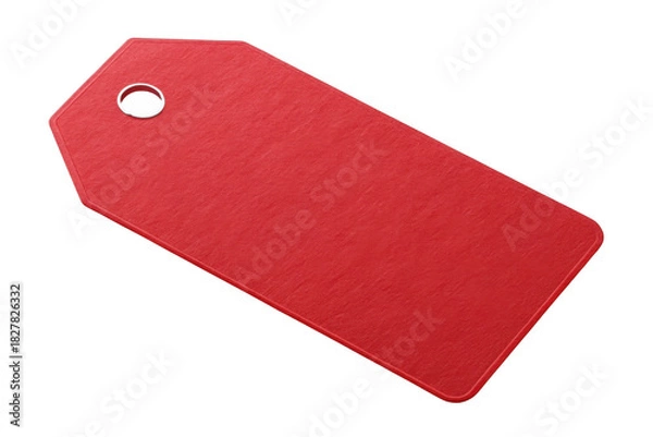 Fototapeta Red paper price tag with hole isolated on transparent background