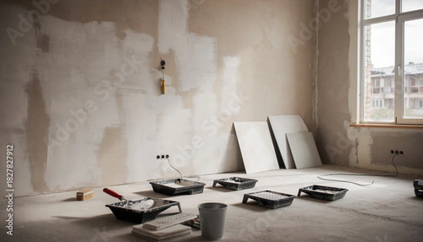 Obraz リフォーム中の室内風景・内道工事の風景