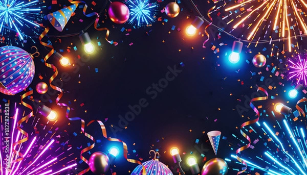 Obraz ネオンライトが輝く華やかなグラフィック背景