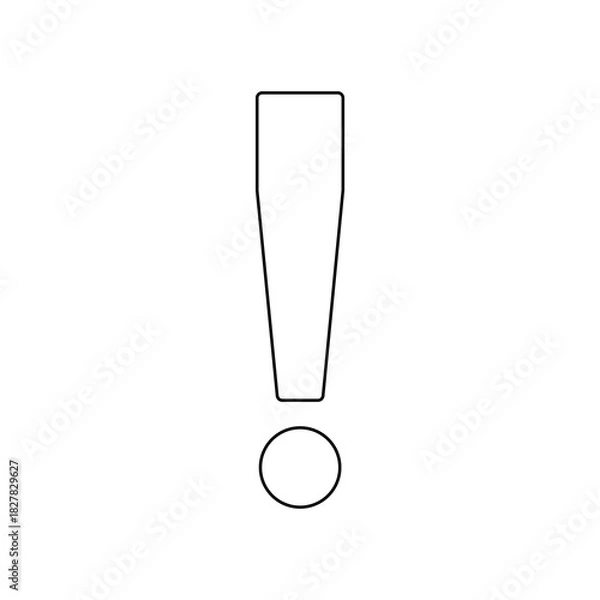 Obraz A large black outline exclamation symbol on the center. Illustration on transparent background