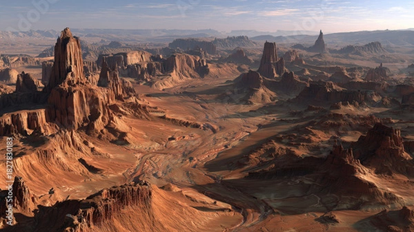 Fototapeta Epic Desert Landscape With Red Rock Formations