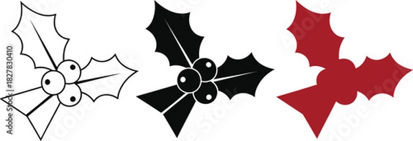 Obraz Festive holly berry accents for Christmas designs now