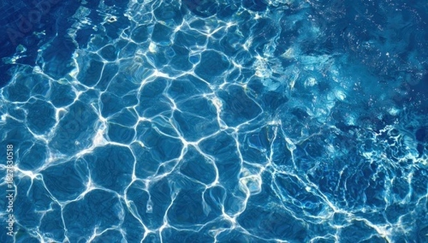 Fototapeta Close-up of water surface with sunlight refracting and creating patterned effects