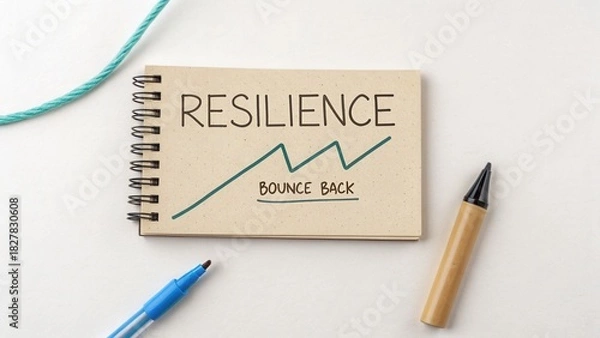 Fototapeta Notebook titled Resilience with a graph showing upward trajectory