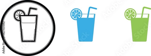 Obraz Refreshing summer drinks with citrus and straws icon