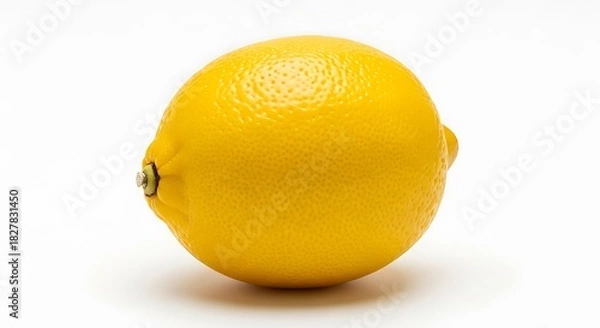 Fototapeta Single bright yellow lemon positioned on a clean white background.