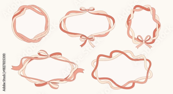 Obraz Collection of Elegant Ribbon Frames Vector Illustration for Celebrations and Decorations