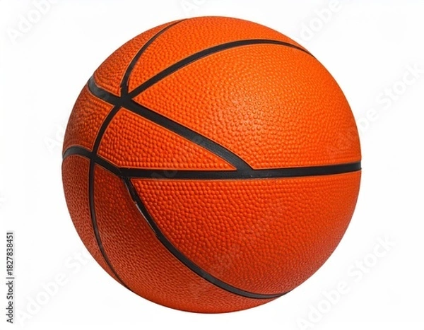 Fototapeta Orange basketball with black lines on a clean white backdrop